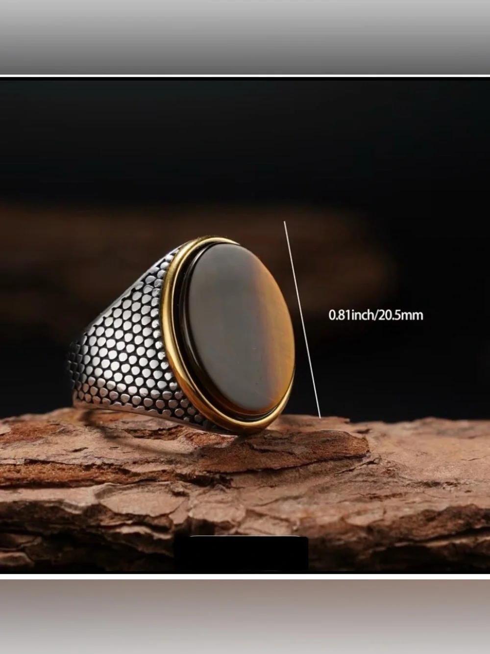 Natural Onyx Signet Ring 316L Stainless Steel